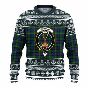Gordon Clan Tartan Christmas Ugly Sweater with Family Crest