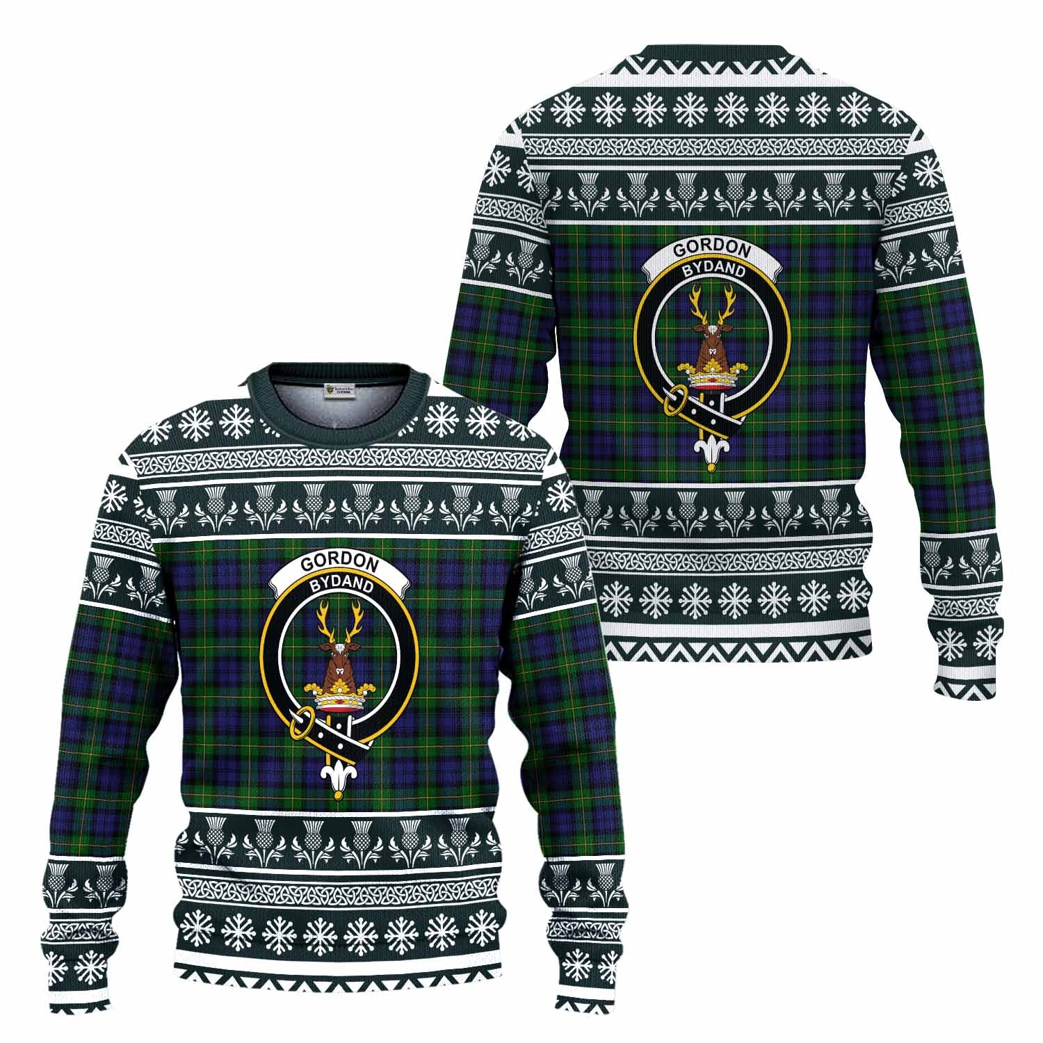 Gordon Clan Tartan Christmas Ugly Sweater with Family Crest - Tartan Vibes Clothing