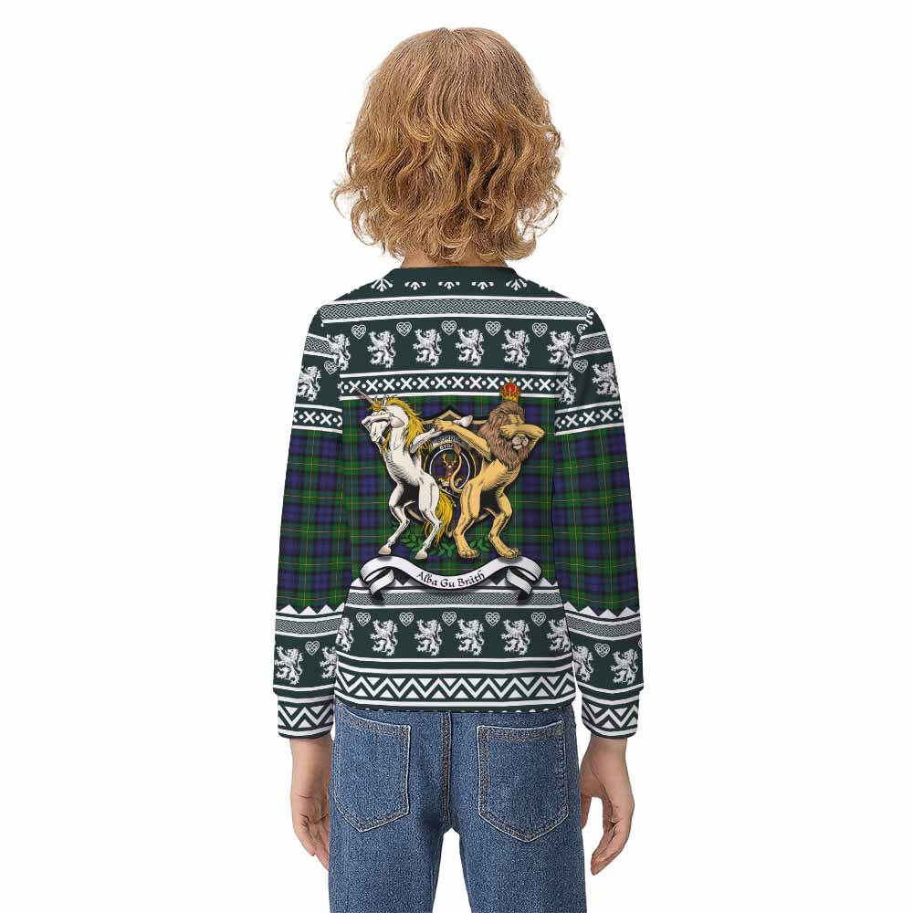 Gordon Clan Tartan Crest Christmas Kid Ugly Sweatshirt Coat of Arms Funny Style - Tartan Vibes Clothing