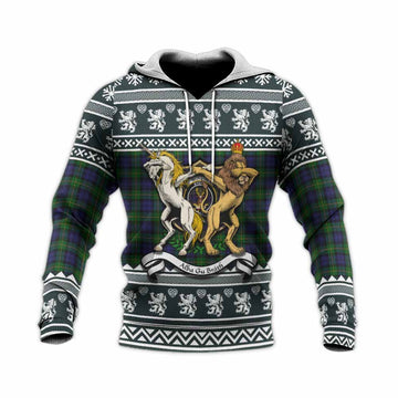 Gordon Clan Tartan Crest Christmas Knitted Hoodie Coat of Arms Funny Style
