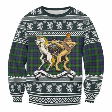 Gordon Clan Tartan Crest Christmas Sweatshirt Coat of Arms Funny Style