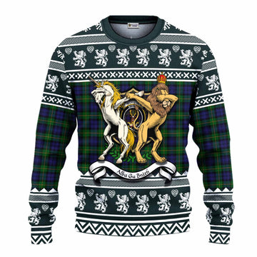Gordon Clan Tartan Crest Christmas Ugly Sweater Coat of Arms Funny Style