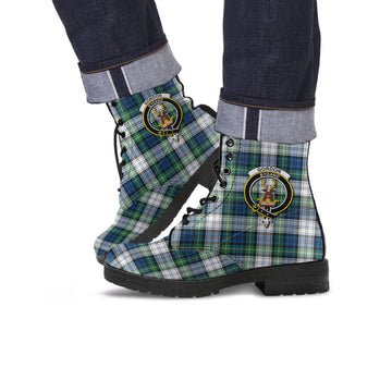 Gordon Dress Ancient Tartan Leather Boots with Family Crest