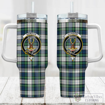 Gordon Dress Ancient Tartan and Family Crest Tumbler with Handle