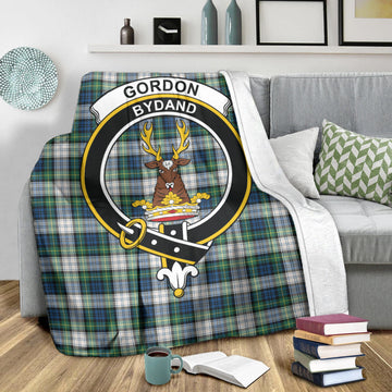 Gordon Dress Ancient Tartan Blanket with Family Crest