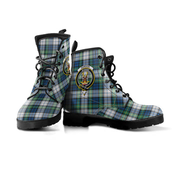 Gordon Dress Ancient Tartan Leather Boots with Family Crest