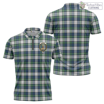 Gordon Dress Ancient Tartan Zipper Polo Shirt with Family Crest
