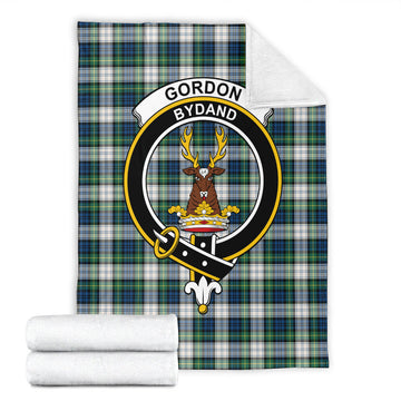 Gordon Dress Ancient Tartan Blanket with Family Crest