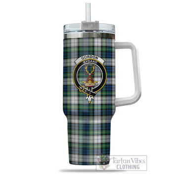 Gordon Dress Ancient Tartan and Family Crest Tumbler with Handle