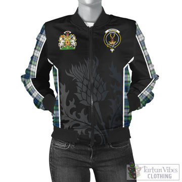 Gordon Dress Ancient Tartan Bomber Jacket with Family Crest and Scottish Thistle Vibes Sport Style
