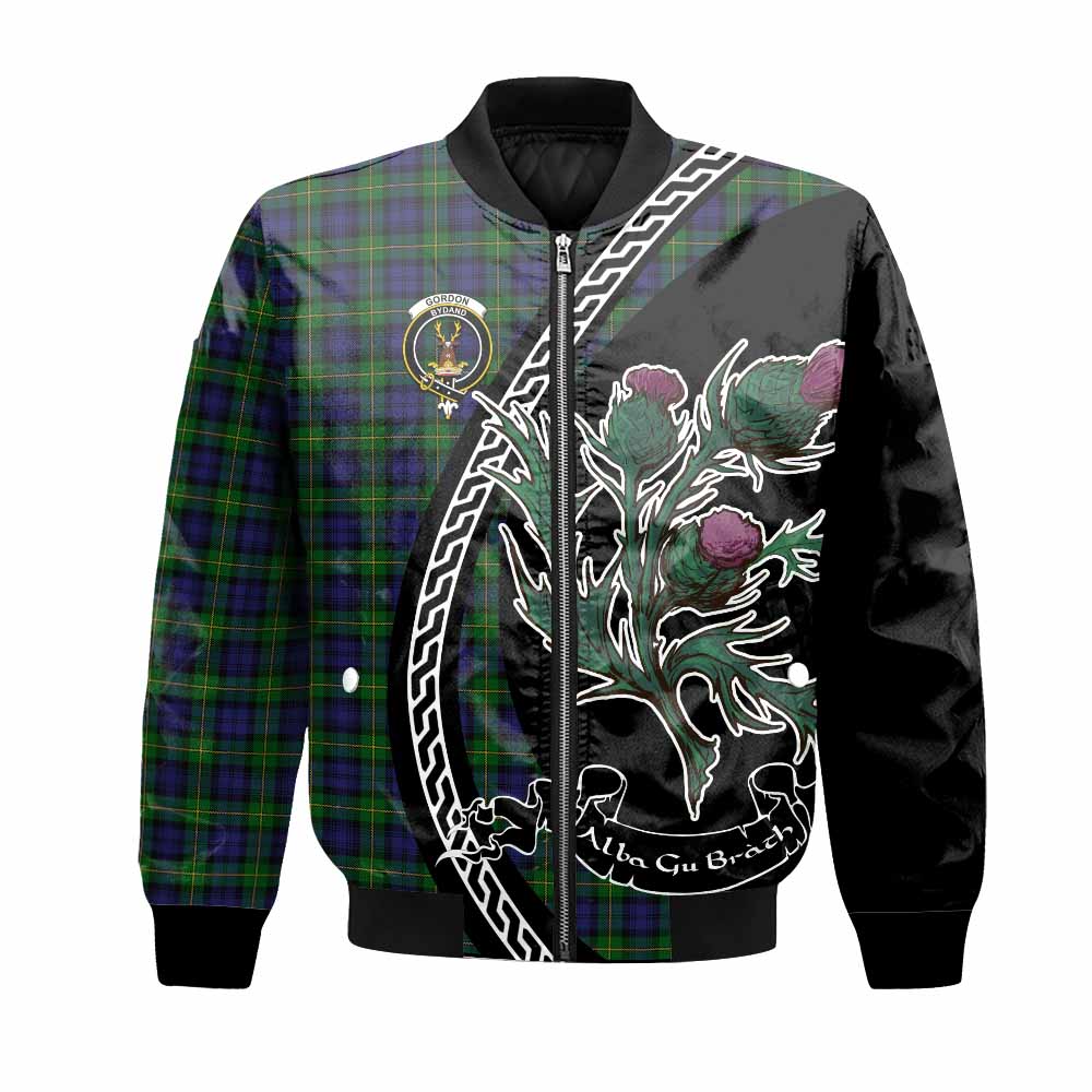 Gordon Family Crest Tartan Bomber Jacket Alba Thistle Inspired - Tartan Vibes Clothing