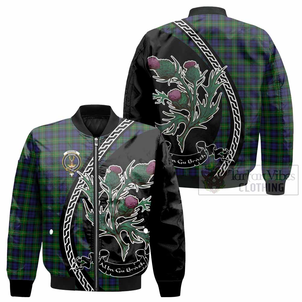 Gordon Family Crest Tartan Bomber Jacket Alba Thistle Inspired - Tartan Vibes Clothing