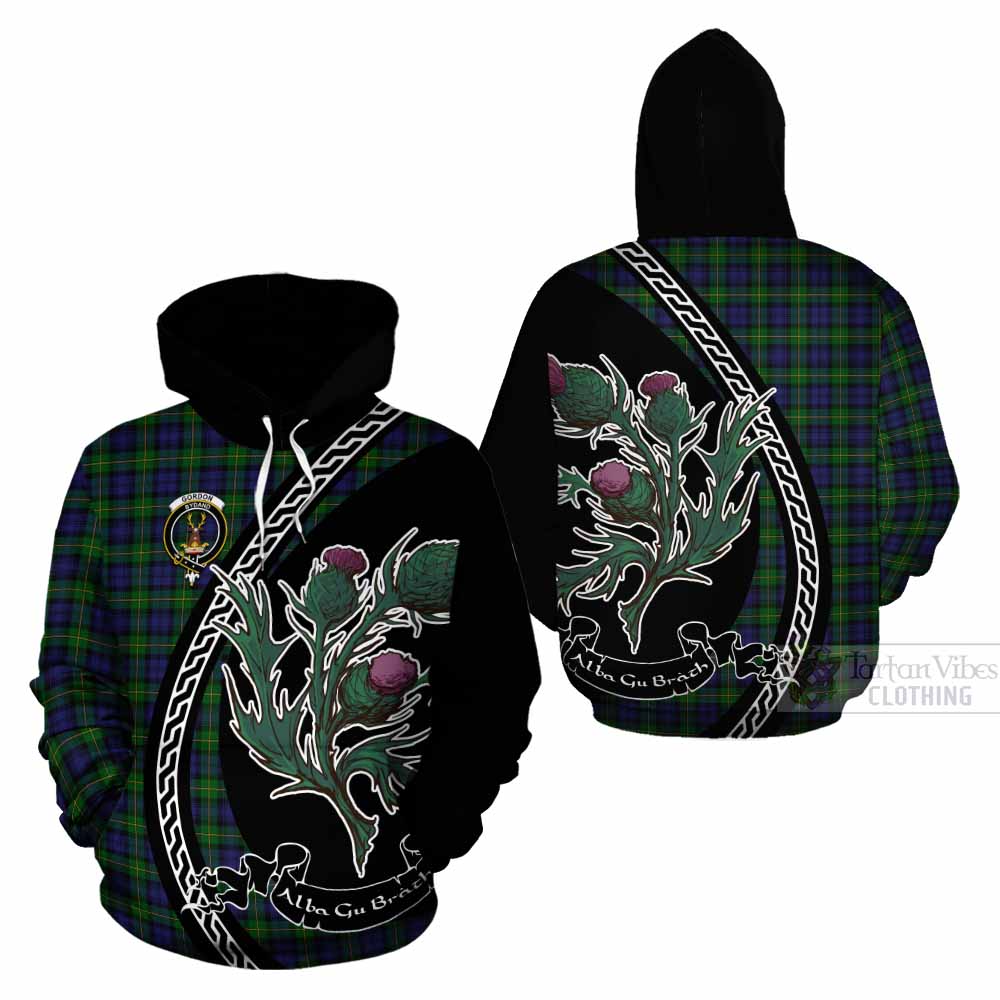 Gordon Family Crest Tartan Cotton Hoodie Alba Thistle Inspired - Tartan Vibes Clothing
