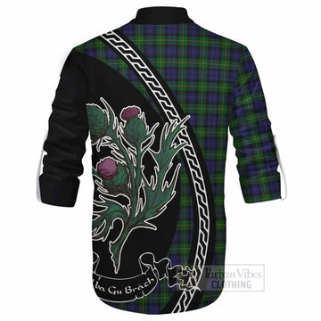 Gordon Family Crest Tartan Ghillie Shirt Alba Thistle Inspired