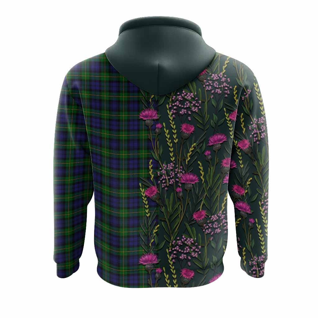 Gordon Family Crest Tartan Hoodie Scottish Thistle Flower Pattern Half Style - Tartan Vibes Clothing