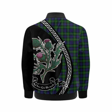 Gordon Family Crest Tartan Kid Bomber Jacket Alba Thistle Inspired
