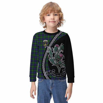 Gordon Family Crest Tartan Kid Knitted Sweatshirt Alba Thistle Inspired