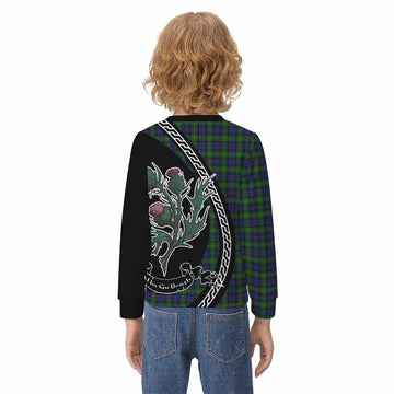Gordon Family Crest Tartan Kid Knitted Sweatshirt Alba Thistle Inspired