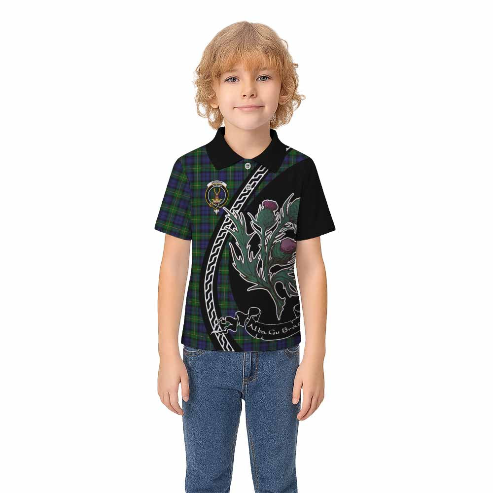 Gordon Family Crest Tartan Kid Polo Shirt Alba Thistle Inspired - Tartan Vibes Clothing