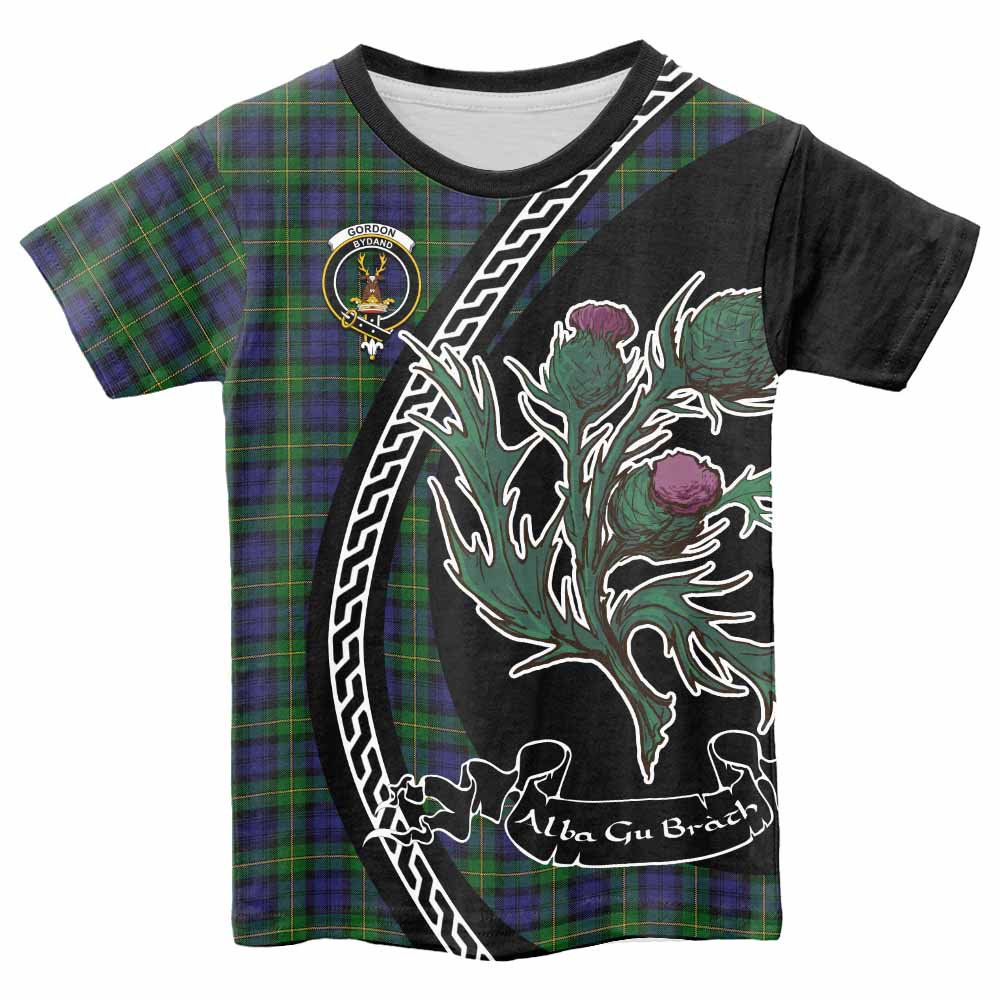 Gordon Family Crest Tartan Kid T-shirt Alba Thistle Inspired - Tartan Vibes Clothing