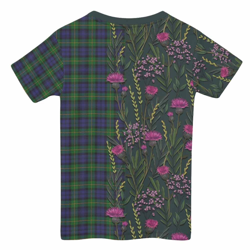 Gordon Family Crest Tartan Kid T-shirt Scottish Thistle Flower Pattern Half Style - Tartan Vibes Clothing