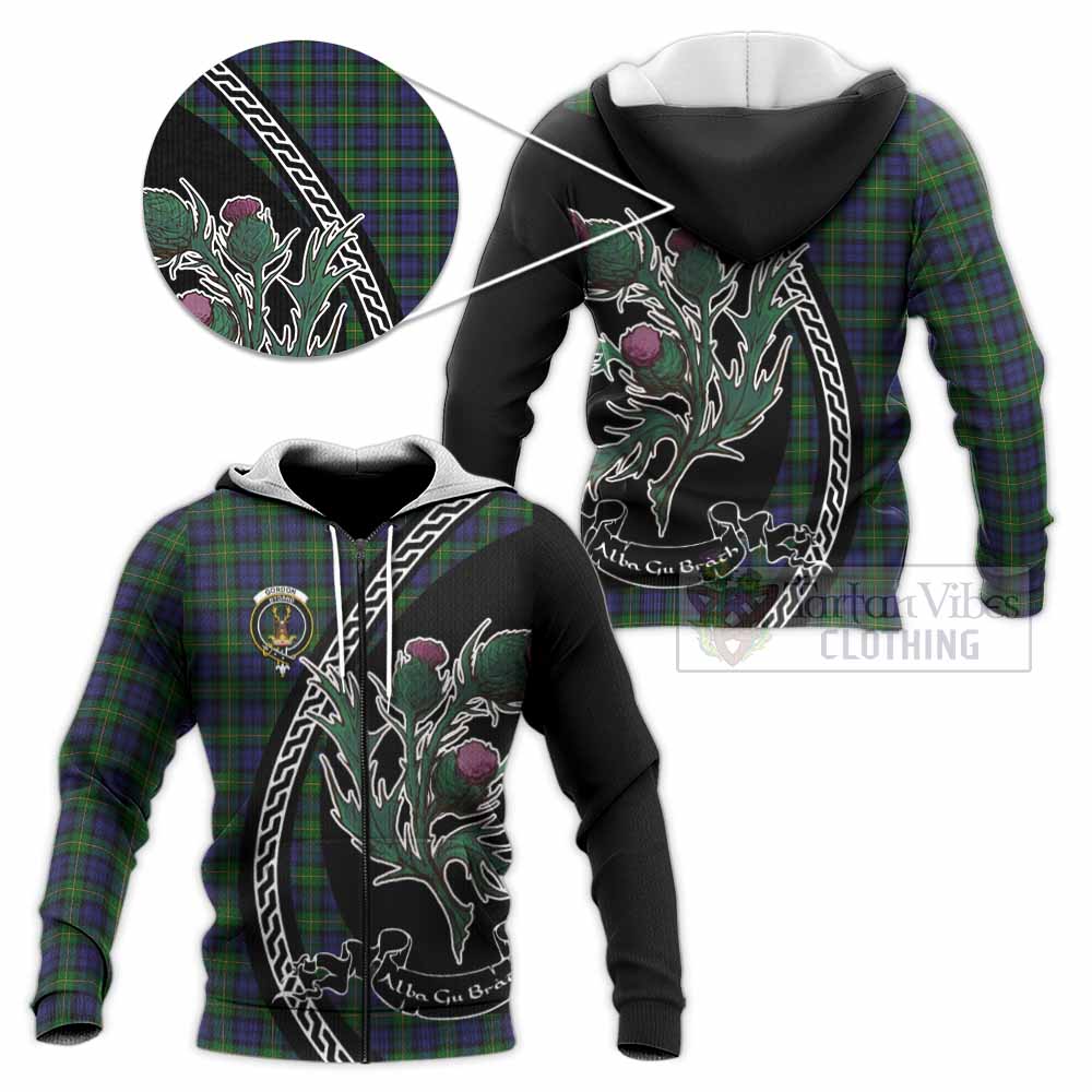 Gordon Family Crest Tartan Knitted Hoodie Alba Thistle Inspired - Tartan Vibes Clothing