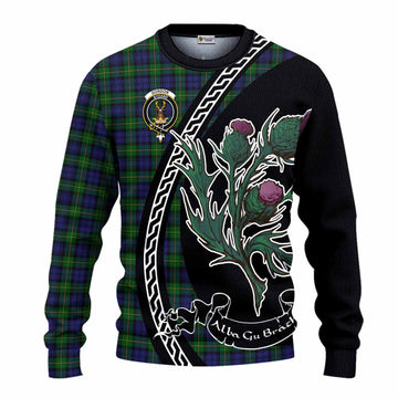 Gordon Family Crest Tartan Knitted Sweater Alba Thistle Inspired