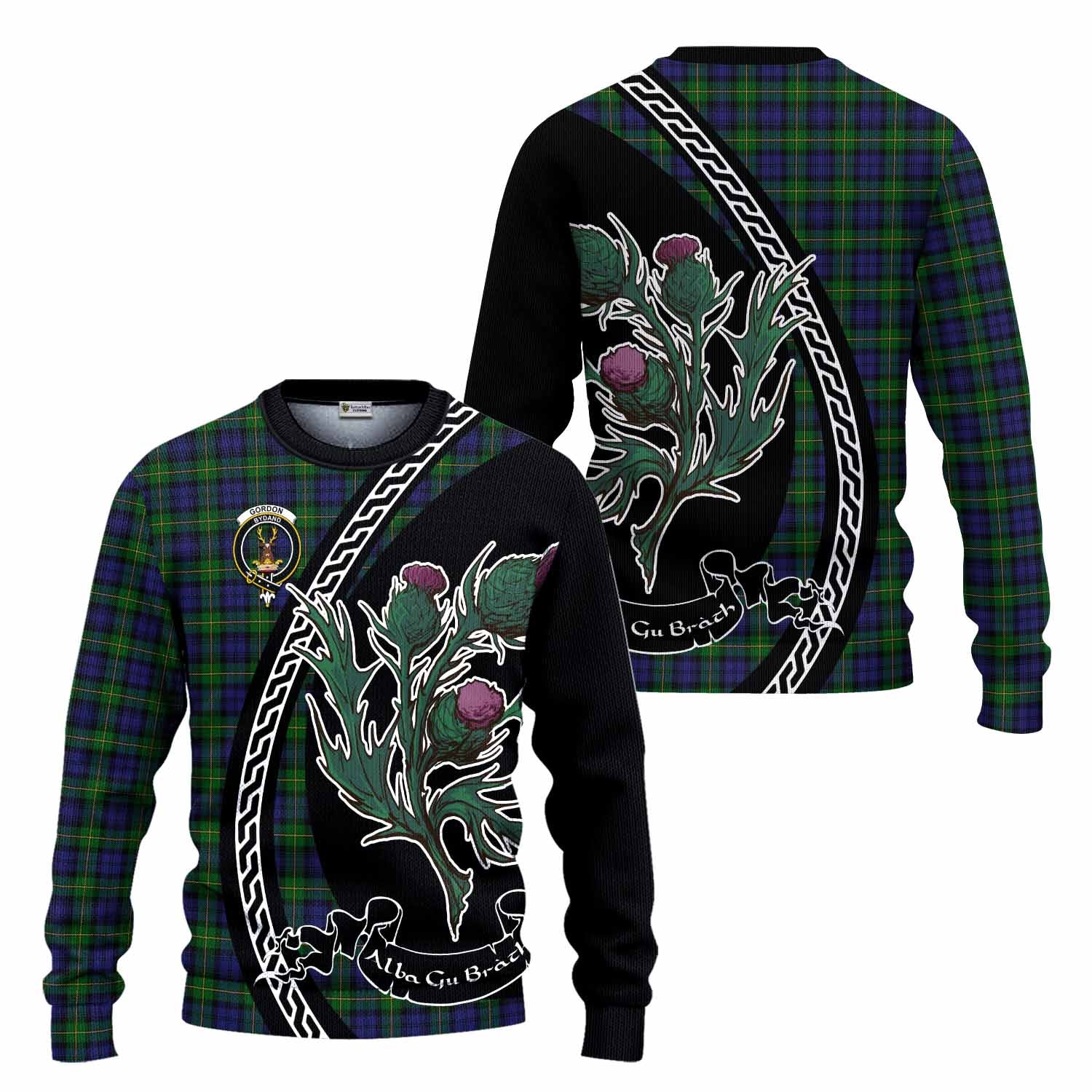 Gordon Family Crest Tartan Knitted Sweater Alba Thistle Inspired - Tartan Vibes Clothing