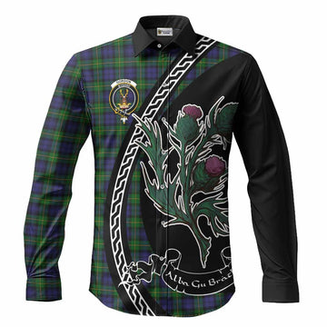 Gordon Family Crest Tartan Long Sleeve Button Shirts Alba Thistle Inspired