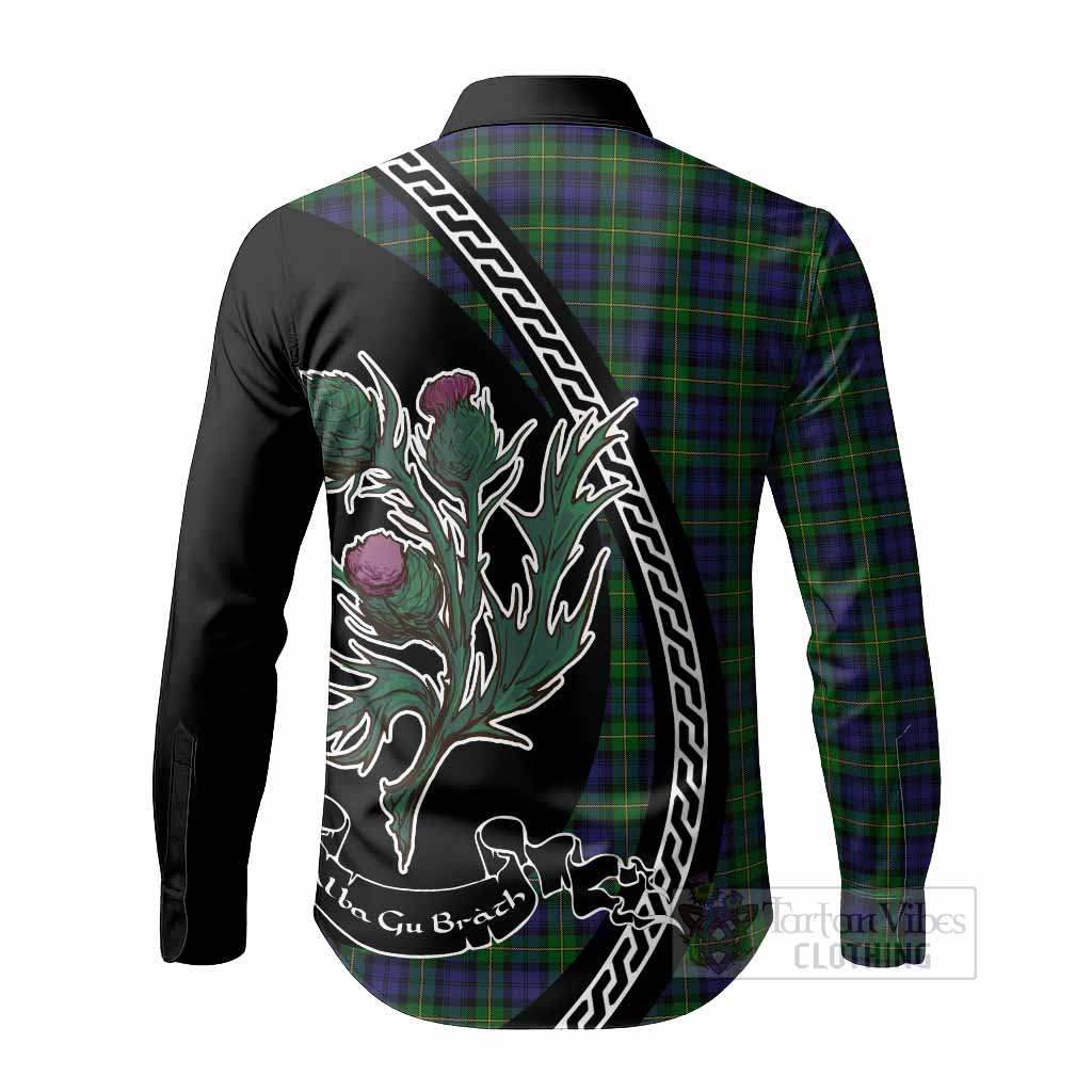 Gordon Family Crest Tartan Long Sleeve Button Shirts Alba Thistle Inspired - Tartan Vibes Clothing