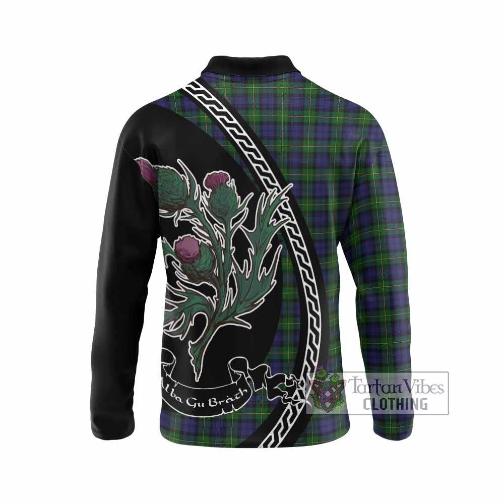 Gordon Family Crest Tartan Long Sleeve Polo Shirt Alba Thistle Inspired - Tartan Vibes Clothing