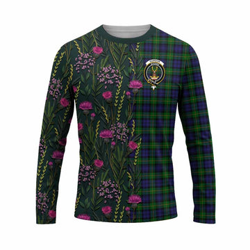 Gordon Family Crest Tartan Long Sleeve T-Shirt Scottish Thistle Flower Pattern Half Style - Tartan Vibes Clothing