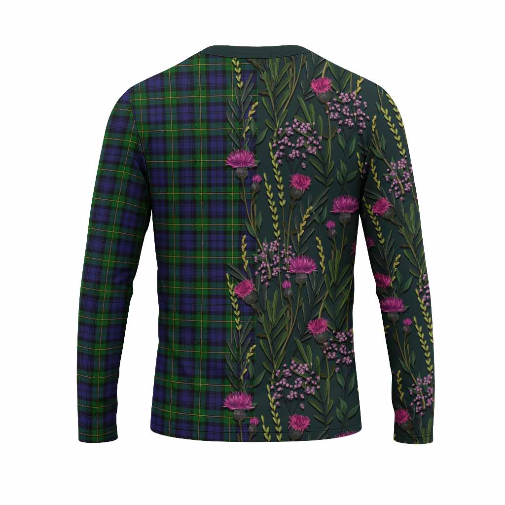 Gordon Family Crest Tartan Long Sleeve T-Shirt Scottish Thistle Flower Pattern Half Style - Tartan Vibes Clothing