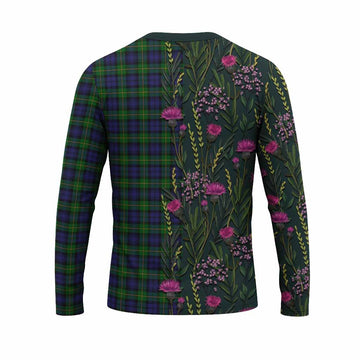 Gordon Family Crest Tartan Long Sleeve T-Shirt Scottish Thistle Flower Pattern Half Style - Tartan Vibes Clothing