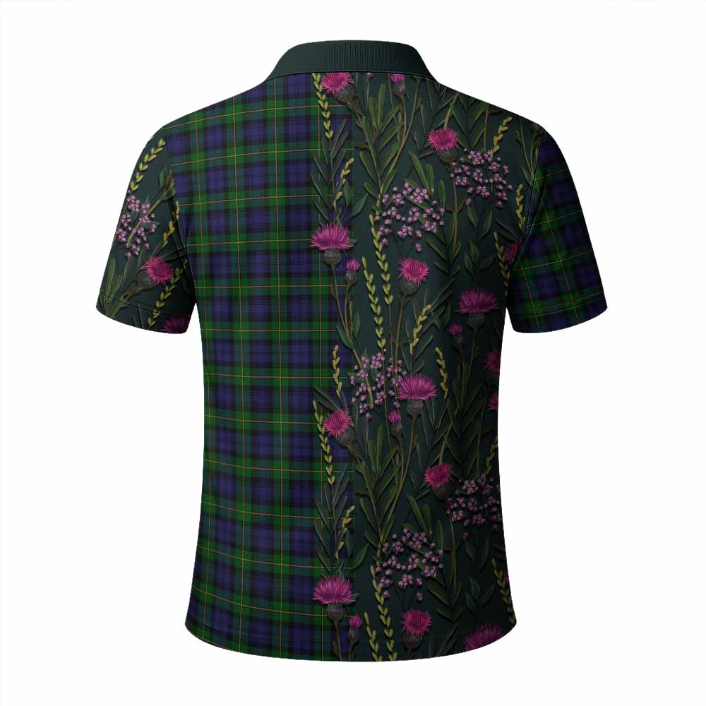 Gordon Family Crest Tartan Polo Shirt Scottish Thistle Flower Pattern Half Style - Tartan Vibes Clothing