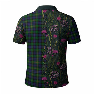 Gordon Family Crest Tartan Polo Shirt Scottish Thistle Flower Pattern Half Style
