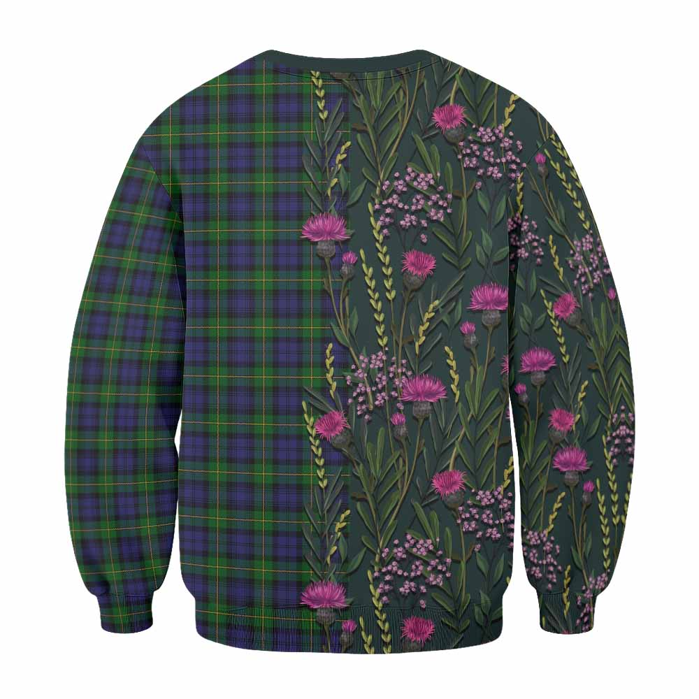 Gordon Family Crest Tartan Sweatshirt Scottish Thistle Flower Pattern Half Style - Tartan Vibes Clothing