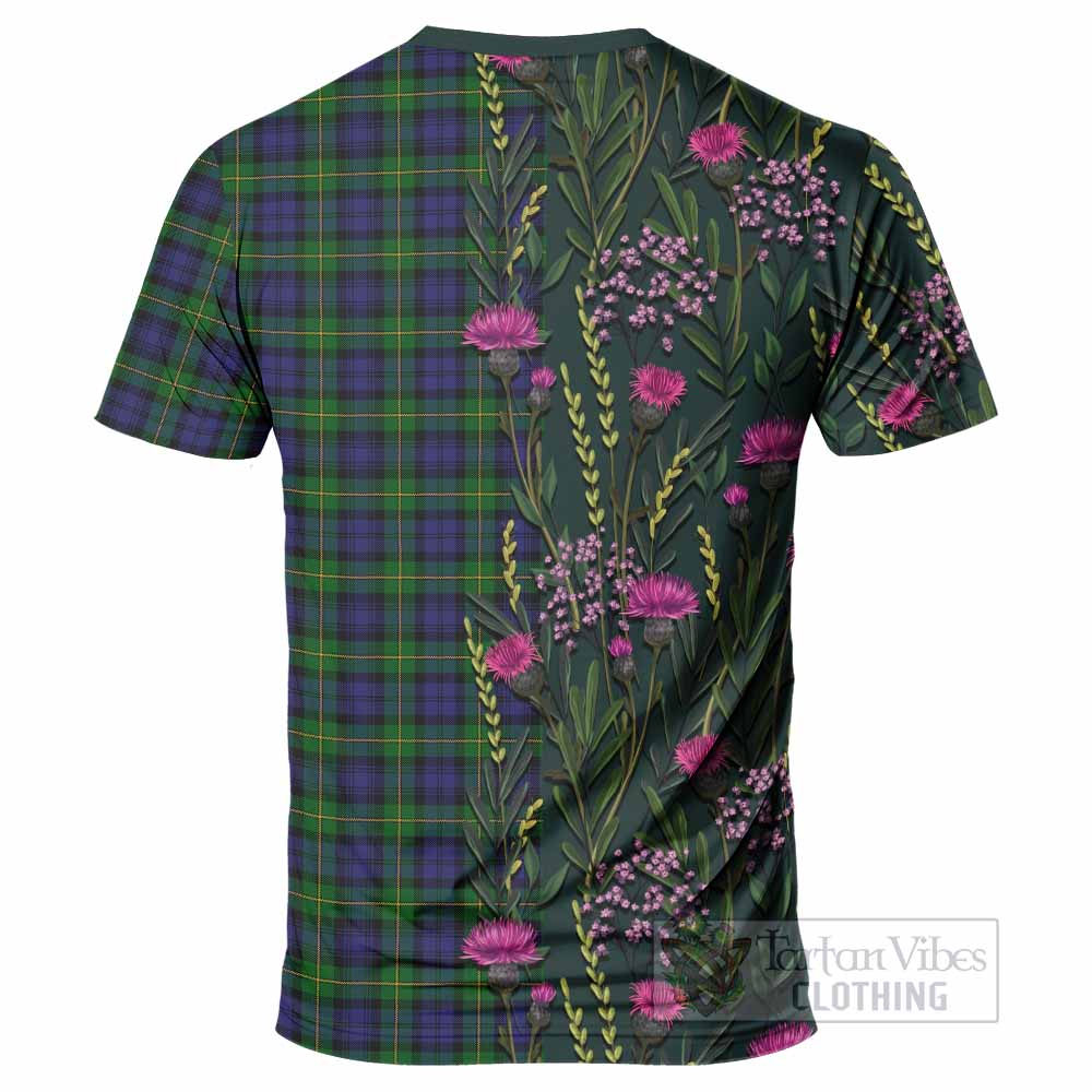 Gordon Family Crest Tartan T-Shirt Scottish Thistle Flower Pattern Half Style - Tartan Vibes Clothing