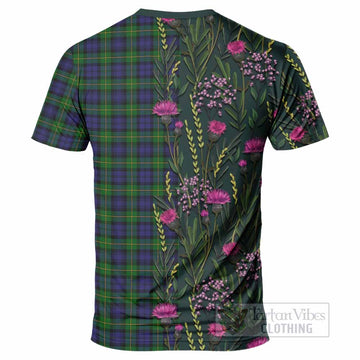 Gordon Family Crest Tartan T-Shirt Scottish Thistle Flower Pattern Half Style - Tartan Vibes Clothing