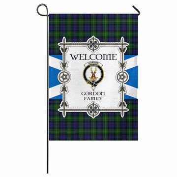 Gordon Family Crest Tartan Welcome Garden Flag Saltire Harmony Style - Tartan Vibes Clothing