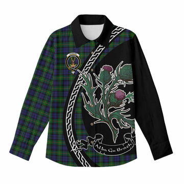 Gordon Family Crest Tartan Women Casual Shirt Alba Thistle Inspired