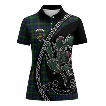 Gordon Family Crest Tartan Women Polo Shirt Alba Thistle Inspired