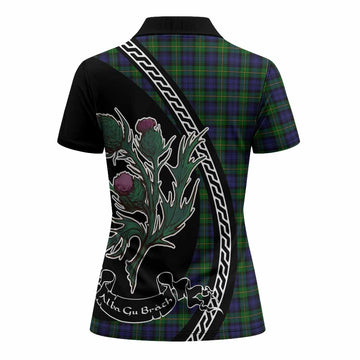 Gordon Family Crest Tartan Women Polo Shirt Alba Thistle Inspired