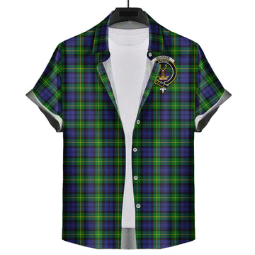 Gordon Modern Tartan Short Sleeve Button Down Shirt with Family Crest