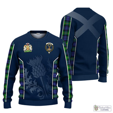 Gordon Modern Tartan Knitted Sweatshirt with Family Crest and Scottish Thistle Vibes Sport Style