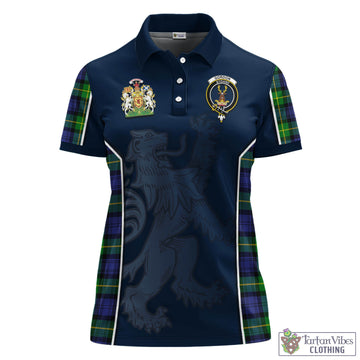 Gordon Modern Tartan Women's Polo Shirt with Family Crest and Lion Rampant Vibes Sport Style