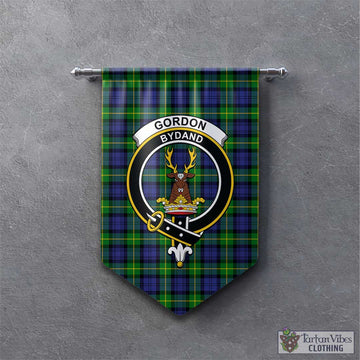Gordon Modern Tartan Gonfalon, Tartan Banner with Family Crest