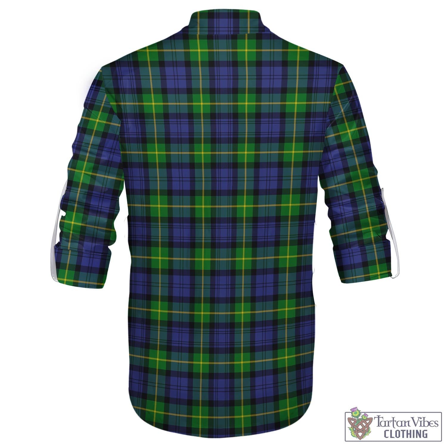 Tartan Vibes Clothing Gordon Modern Tartan Men's Scottish Traditional Jacobite Ghillie Kilt Shirt with Family Crest