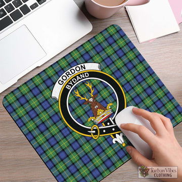 Gordon Old Ancient Tartan Mouse Pad with Family Crest