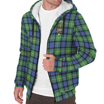 Gordon Old Ancient Tartan Sherpa Hoodie with Family Crest